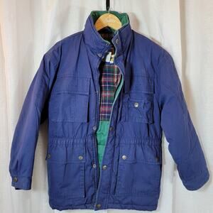Vtg 90s Outside Boys Casual Time Jacket Youth M 10-12 Plaid Lined Winter Coat